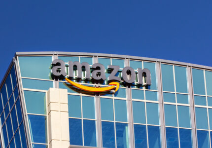 SANTA CLARA,CA/USA - FEBRUARY 1, 2014: Amazon building in Santa Clara, California.  Amazon is an American international electronic commerce company. It is the world's largest online retailer.